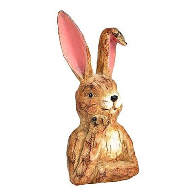 Tête de lapin aspect bois en poly marron (L/H/P) 8x19x6cm