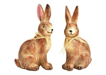 Lapin en poly marron, 2 plis, (L/H/P) 14x24x8cm