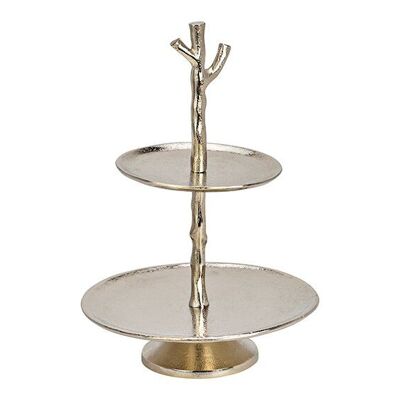 Soporte para tartas con 2 niveles fabricado en metal plateado (H) 38cm Ø18cm/27cm