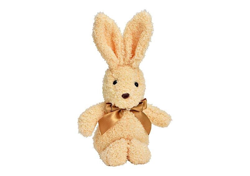 Hase mit brauner Schleife aus Plüsch beige (B/H/T) 16x26x10cm