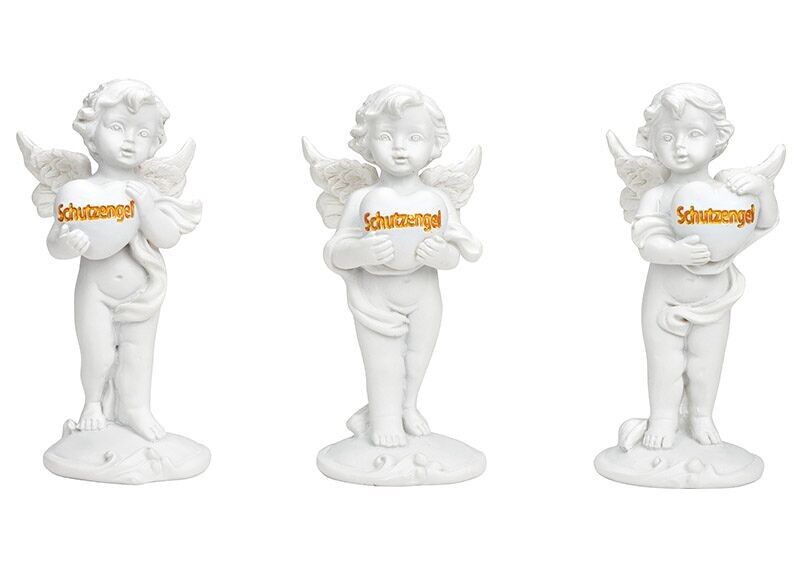 Schutzengel stehend aus Poly weiß 3-fach, (B/H/T) 5x11x5cm