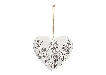 Cintre décoration fleur coeur en métal blanc (L/H/P) 15x14x2cm