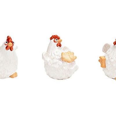 Pollo in ceramica bianca 3 volte, (L/A/P) 6x7x6 cm