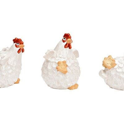 Pollo in ceramica bianca 3 volte, (L/A/P) 8x10x8 cm