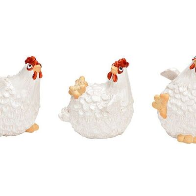 Pollo in ceramica bianca 3 volte, (L/A/P) 11x12x10 cm