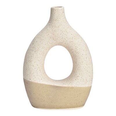 Vase en porcelaine beige (L/H/P) 14x19x7cm uniquement pour fleurs séchées