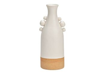 Vase en céramique blanche (L/H/P) 7x20x7cm uniquement pour fleurs séchées