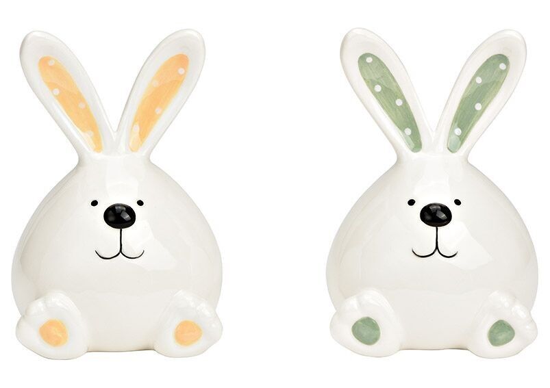 Coniglio in ceramica albicocca, verde 2 volte, (L/A/P) 96x14x9 cm