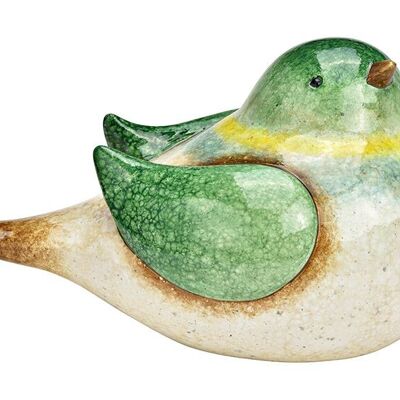 Uccello in ceramica naturale, verde (L/A/P) 27x18x15 cm