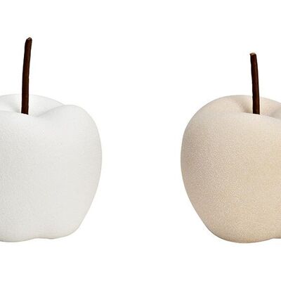 Apfel aus Keramik beige, weiß 2-fach, (B/H/T) 9x12x9cm