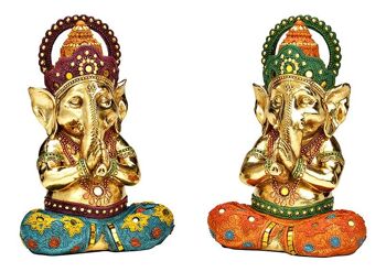 Ganesha Yoga en poly-or 2 fois, (L/H/P) 15x22x11cm