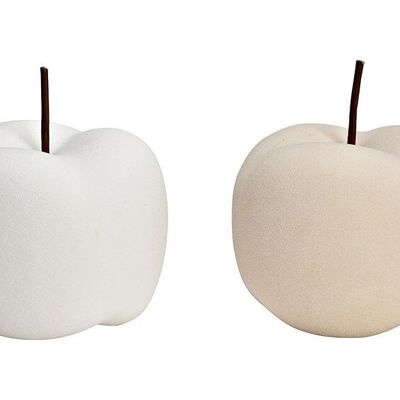 Apfel aus Keramik beige, weiß 2-fach, (B/H/T) 13x14x13cm