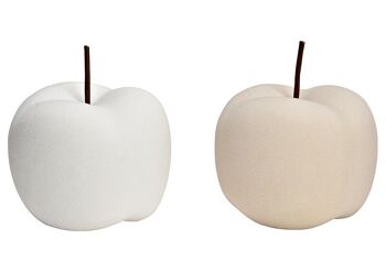 Pomme en céramique beige, blanc 2 fois, (L/H/P) 13x14x13cm
