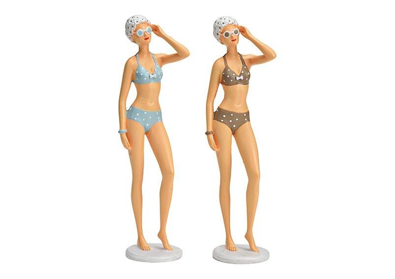 Donna in costume da bagno in poliestere colorato, 2 pieghe, (L/A/P) 7x25x6 cm