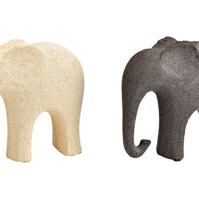 Elefant aus Keramik beige, schwarz 2-fach, (B/H/T) 16x14x7cm