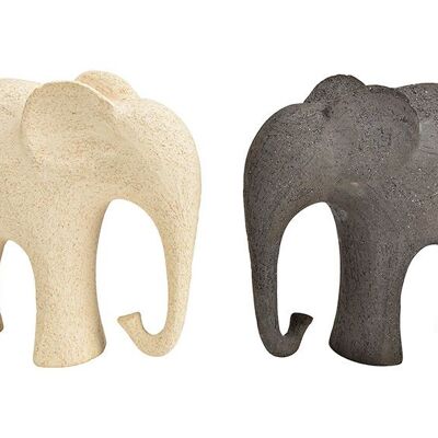 Elefante in ceramica beige, nero 2 volte, (L/A/P) 23x21x10 cm