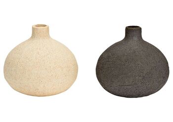 Vase en céramique beige, 2 parties, (L/H/P) 13x12x13cm