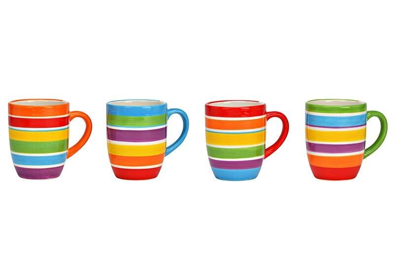 Tazza in ceramica a righe colorata 4 volte, 250 ml (L/A/P) 12x12x48 cm
