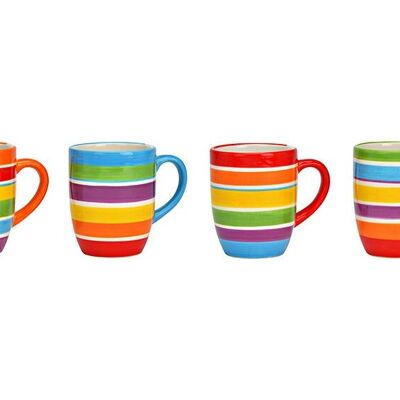 Taza de cerámica a rayas de colores, cuádruple, 250 ml (an/al/pr) 12x12x48cm