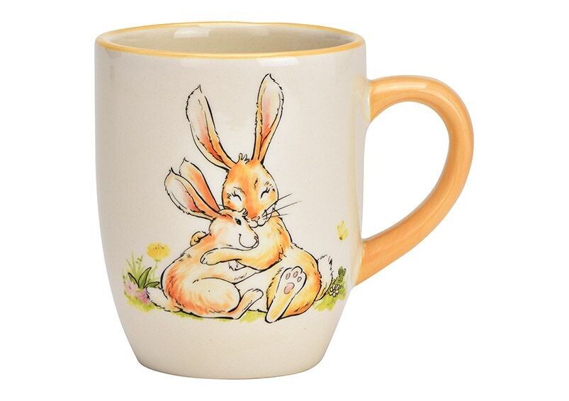 Tazza coniglio in ceramica albicocca, bianco (L/A/P) 12x10x8 cm 280 ml
