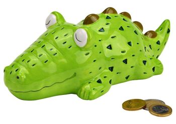 Tirelire crocodile en céramique verte (L/H/P) 22x8x11cm