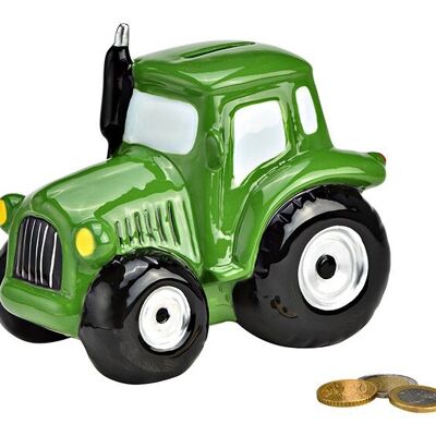 Hucha de tractor de cerámica verde (An/Al/Pr) 17x14x11cm