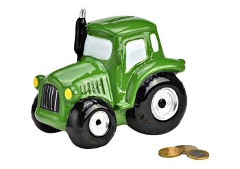 Tirelire tracteur en céramique verte (L/H/P) 17x14x11cm