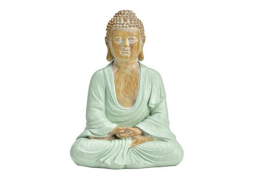 Buddha aus Poly grün (B/H/T) 14x18x10cm