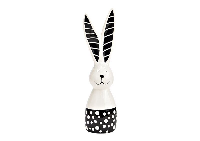 Coniglio in ceramica nero, bianco (L/A/P) 7x26x7 cm