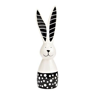 Conejo de cerámica negro, blanco (An/Al/Pr) 7x26x7cm