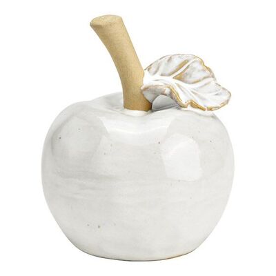 Manzana cerámica beige, blanco (An/Al/Pr) 9x11x9cm