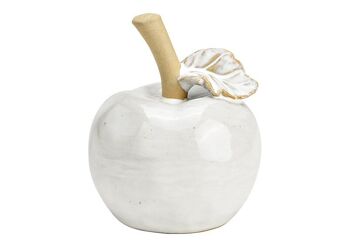 Pomme en céramique beige, blanc (L/H/P) 9x11x9cm