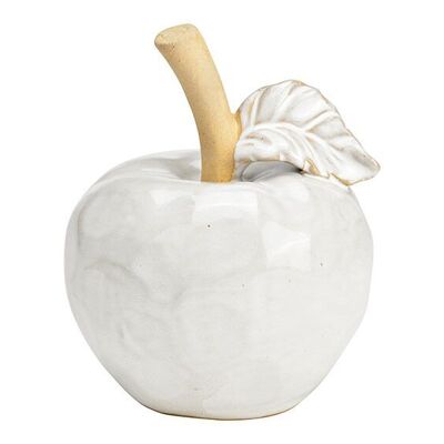 Manzana cerámica beige, blanco (An/Al/Pr) 11x14x11cm