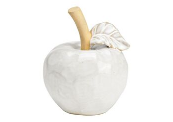 Pomme en céramique beige, blanc (L/H/P) 11x14x11cm