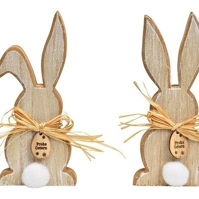 Coniglietto in legno naturale, 2 volte, (L/A/P) 8x17x2 cm