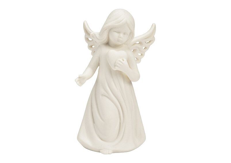 Ángel con corazón de porcelana blanca (An/Al/Pr) 7x10x6cm
