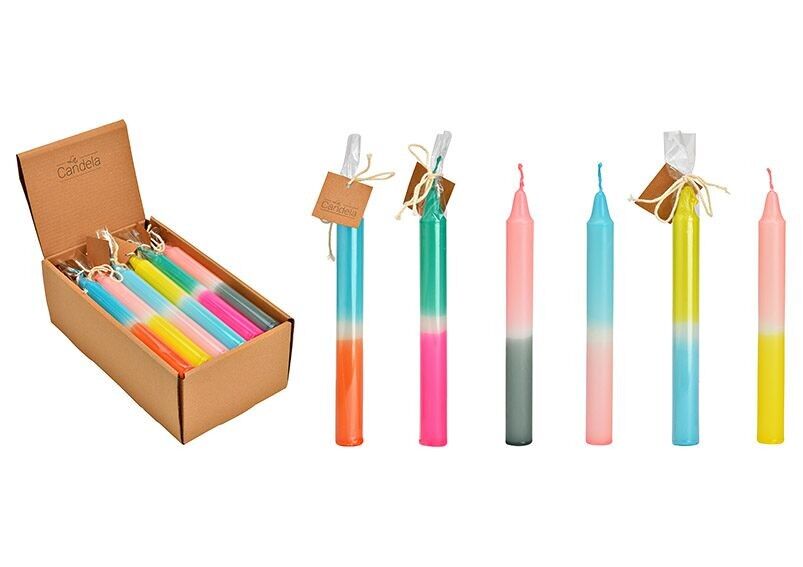 Vela en barra DipDye hecha de cera de colores, 6 veces, (An/Al/Pr) 2x19x2cm