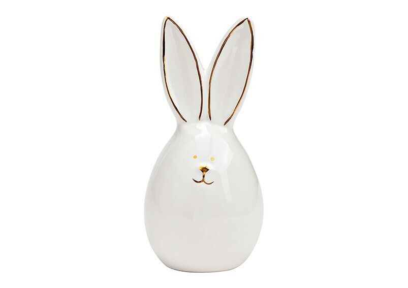 Coniglio in ceramica bianca (L/A/P) 5x10x5 cm