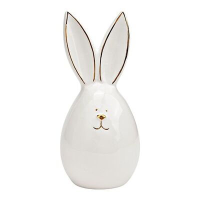 Conejo de cerámica blanca (An/Al/Pr) 6x14x6cm