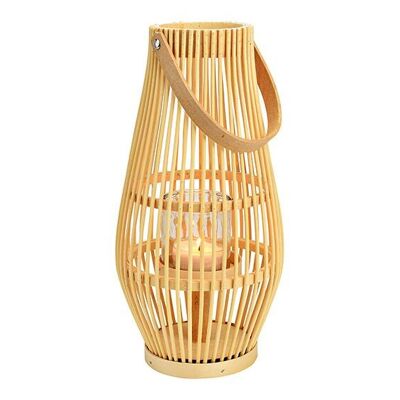 Lanterna in legno con lanterna in vetro naturale (L/A/P) 18x48x18 cm