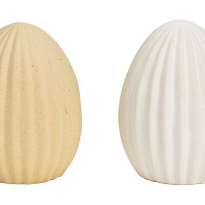 Uovo di Pasqua in ceramica beige, bianco 2 volte, (L/A/P) 9x12x9 cm