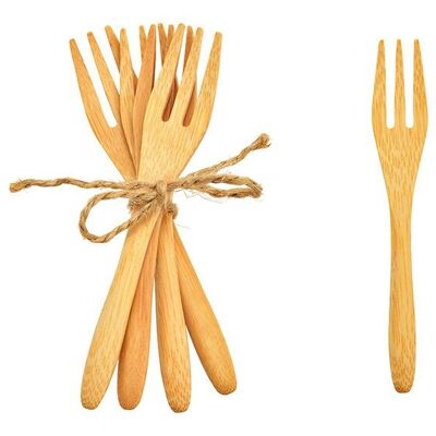 Mini set di 4 forchette, in bambù naturale (L/A/P) 3x13x3 cm