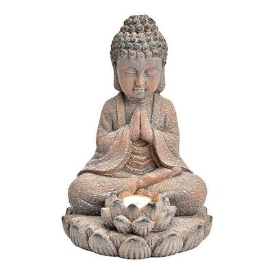 Buddha mit Teelichthalter aus Magnesia antique braun (B/H/T) 21x31x21cm