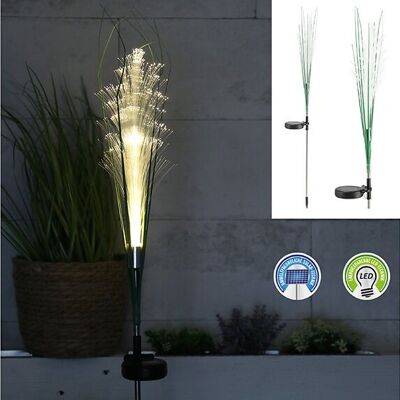 LED Solar Gartenstecker, Pampasgras, aus Edelstahl, Kunststoff weiß (B/H/T) 10x78x6cm warmweiße LED, on, off Schalter, inkl. 1x1,2V AA 300mAh, Ni-MH Akku, IP44