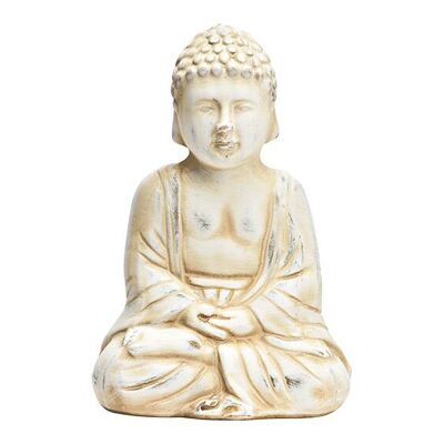 Buddha aus Keramik beige (B/H/T) 14x21x11cm