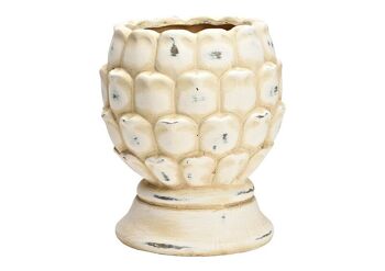 Cônes de pot de fleur en céramique beige (L/H/P) 15x17x15cm