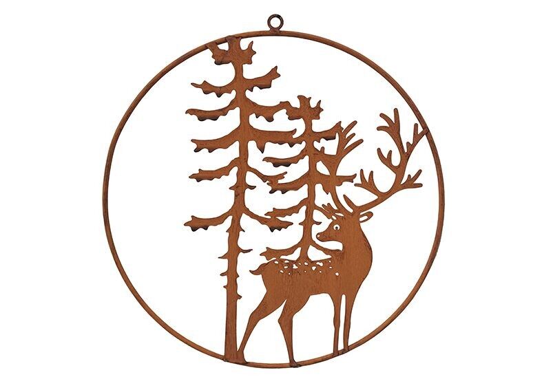 Hänger Winterwald, Hirsch aus Metall braun (B/H) 30x30cm