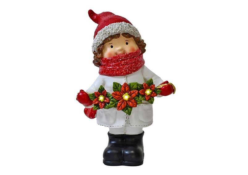 Winterkind mit Licht aus Poly bunt (B/H/T) 9x17x9cm