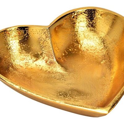 Cuenco corazón de metal dorado (An/Al/Pr) 15x5x15cm