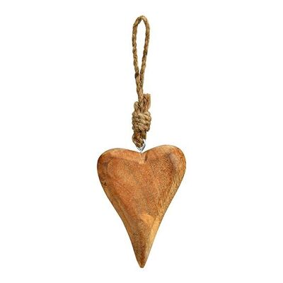 Corazón colgante de madera de mango natural (An/Al/Pr) 7x9x2cm